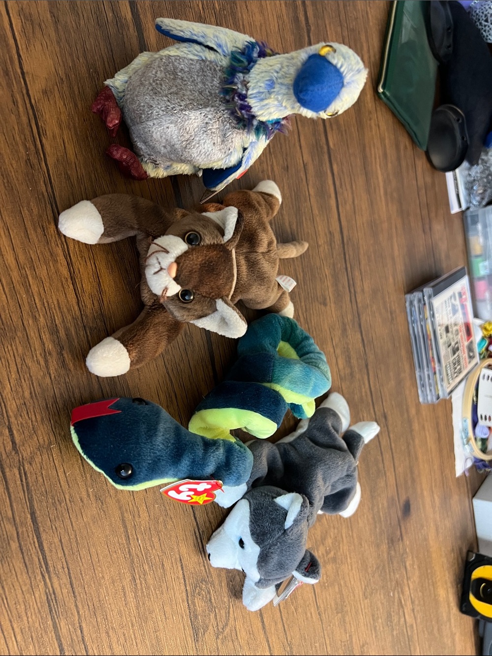 Ty Beanie Babies Green & Blue Snake Plush Toy - Collectible Kids Stuffed Animal